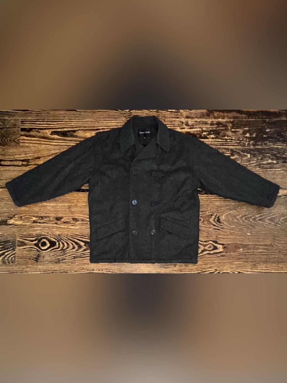 Pierre Cardin Men's Dark Charcoal Double-Breasted Pea Coat